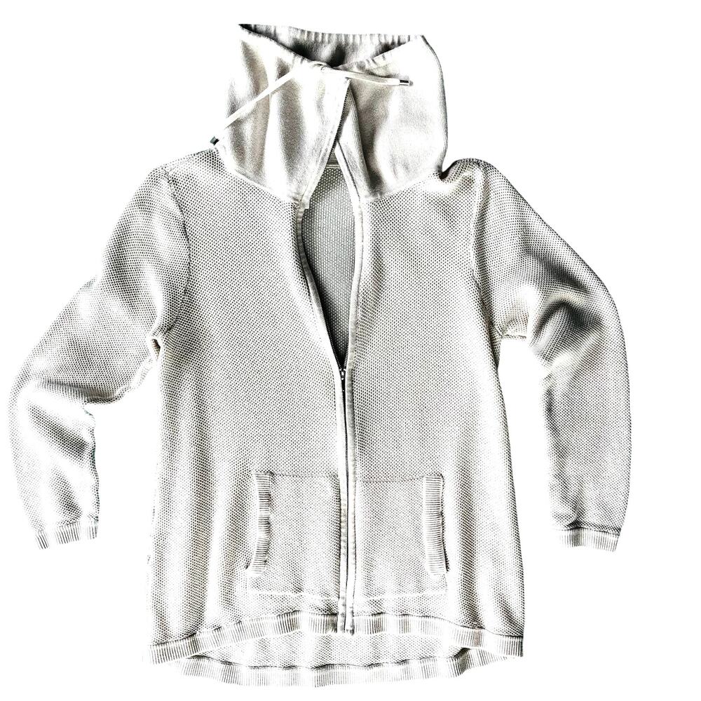 Zenergy by Chico's Women's Cowl Neck Waffle Knit Full Zip Sweater Cream Size S